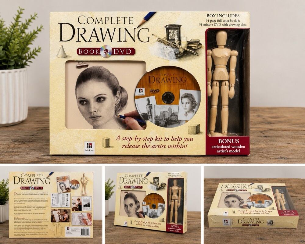 Hinkler Complete Drawing Book & DVD Kit NIB Artist Model Sealed Gift Set